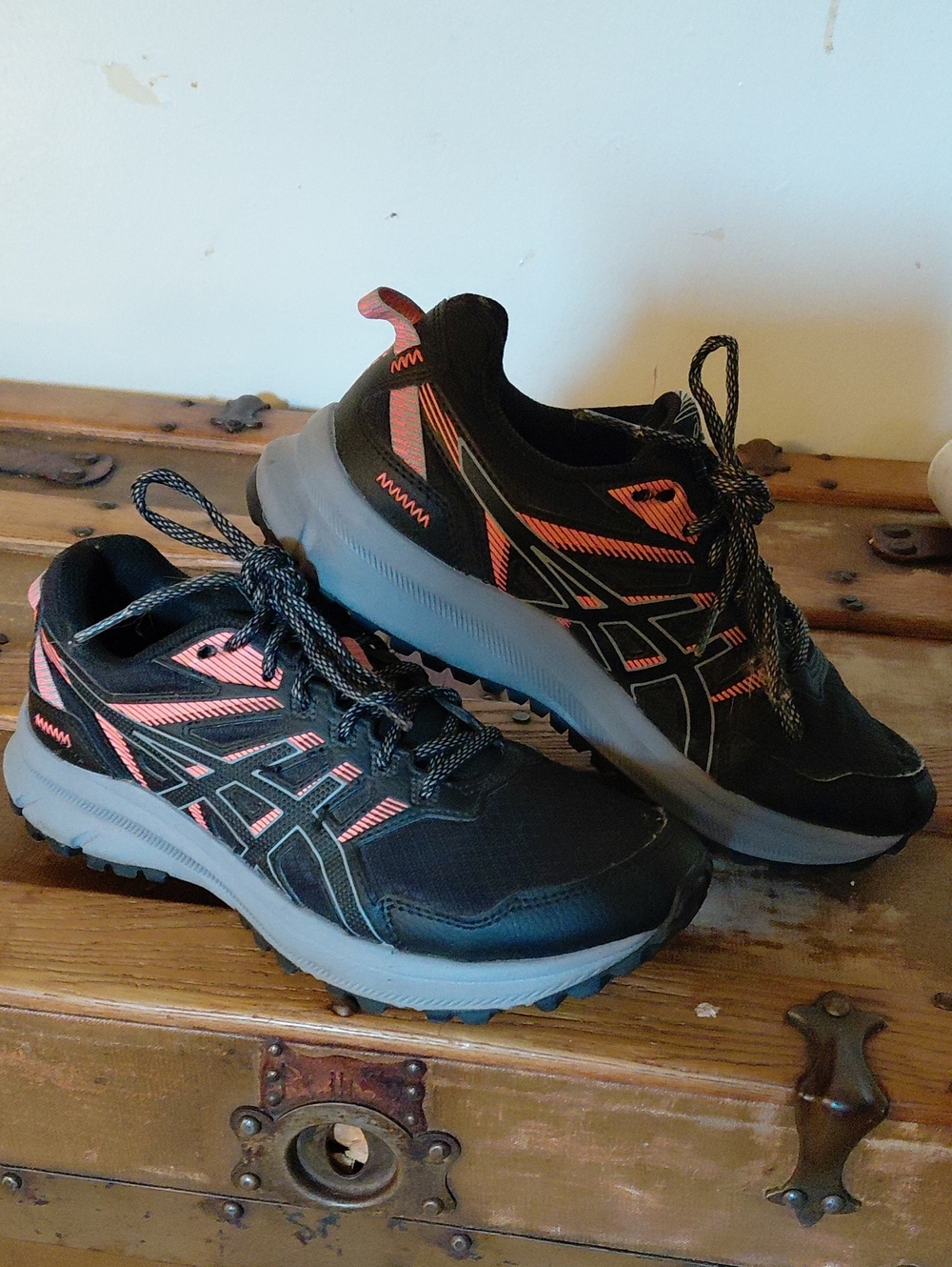 Asics Black and Coral Women's Athletic Trail Shoes